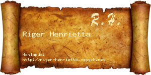 Riger Henrietta névjegykártya